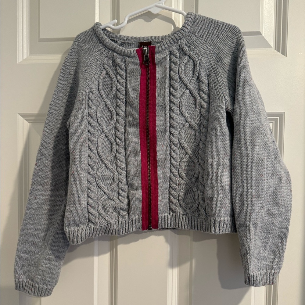 Tea Collection Medium 6-7 Grey Miller sweater cable knit